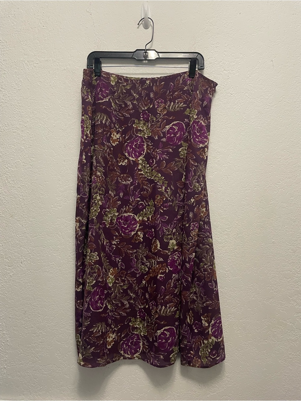 Vtg Coldwater Creek Women's 1X Maxi Skirt A-Line Floral Purple Grunge Whimsigoth